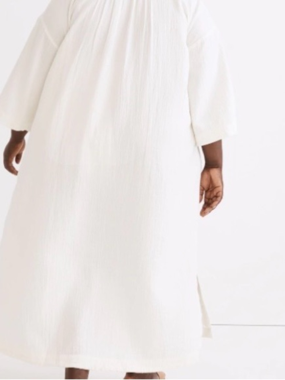 🧉Madewell Cream Textured Button-Front Dress - Picture 3 of 7